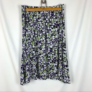 Laura Ashely Funky Purple Blk Polka Dot Skirt Sz M